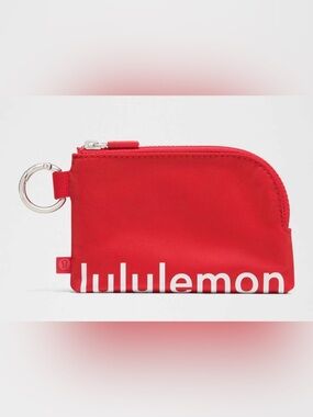 Lululemon NWT Clippable Card Pouch Lulu Red Zip Key Coin Pouch with Logo